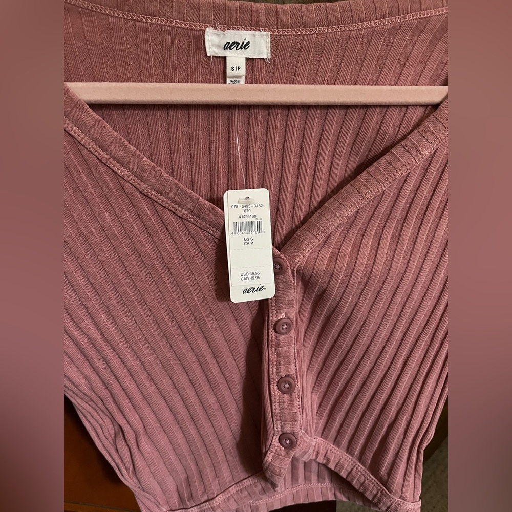 Aerie Ribbed Cropped Cardigan - Picture 2 of 7